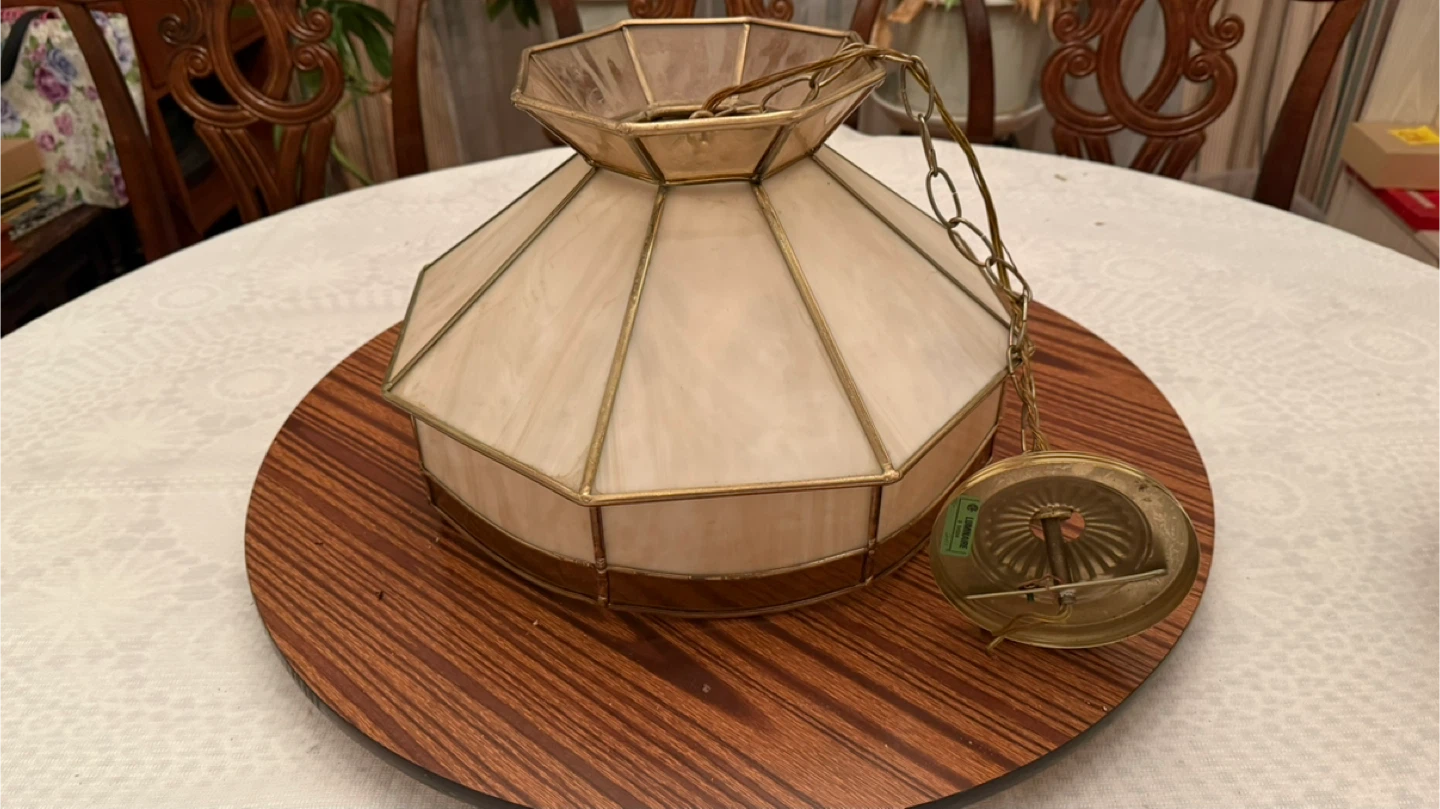 Vintage Light Fixture with Frosted Glass Shade