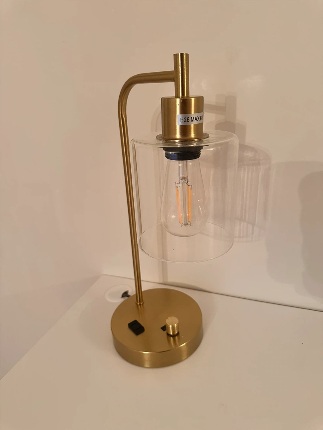 Gold Desk Lamp with Glass Shade