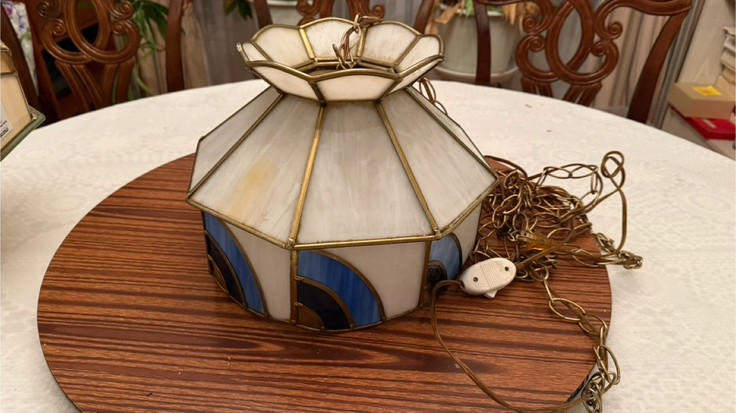 Vintage Stained Glass Hanging Lamp