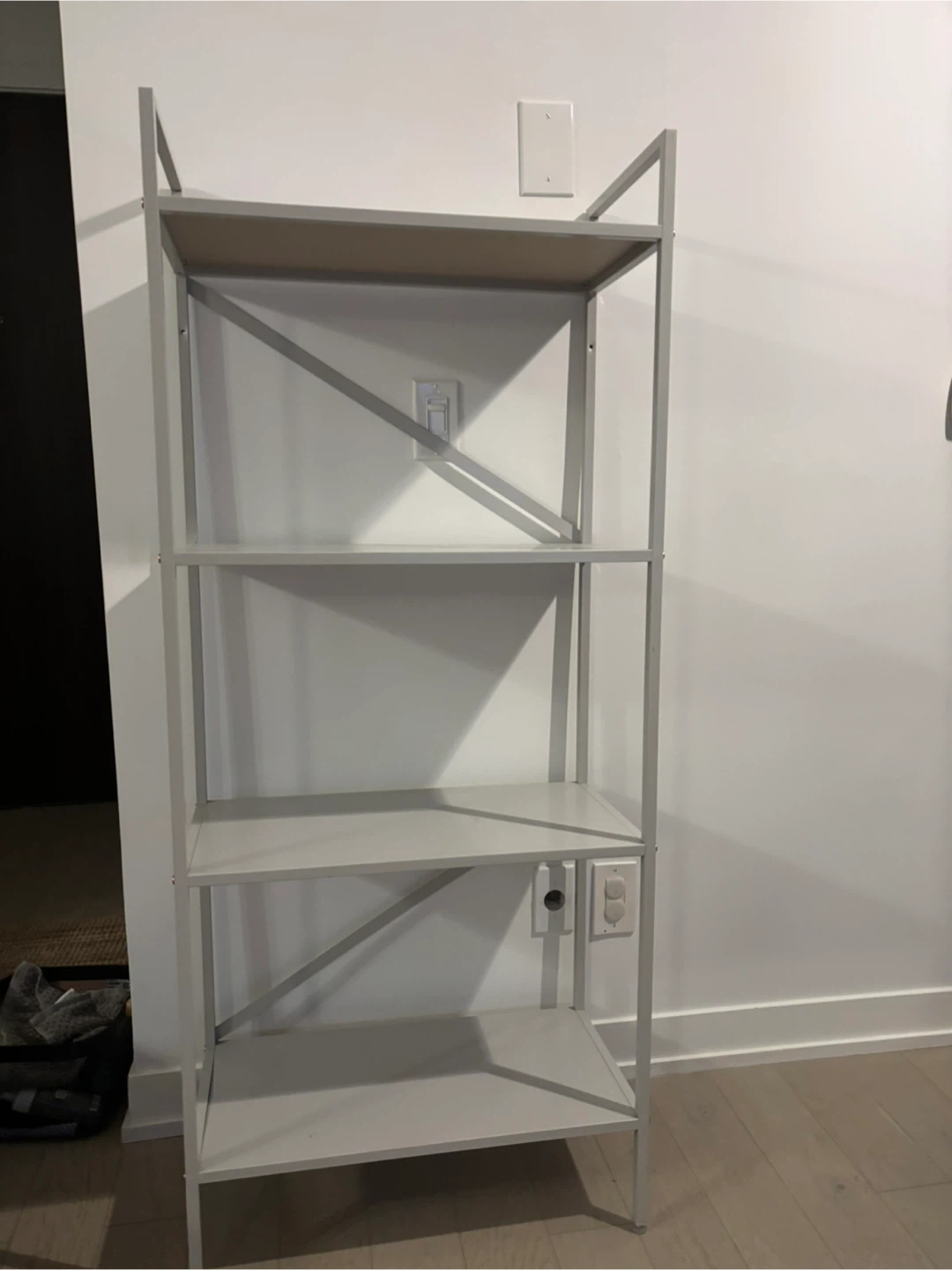 Grey 4-Shelf Metal Bookshelf