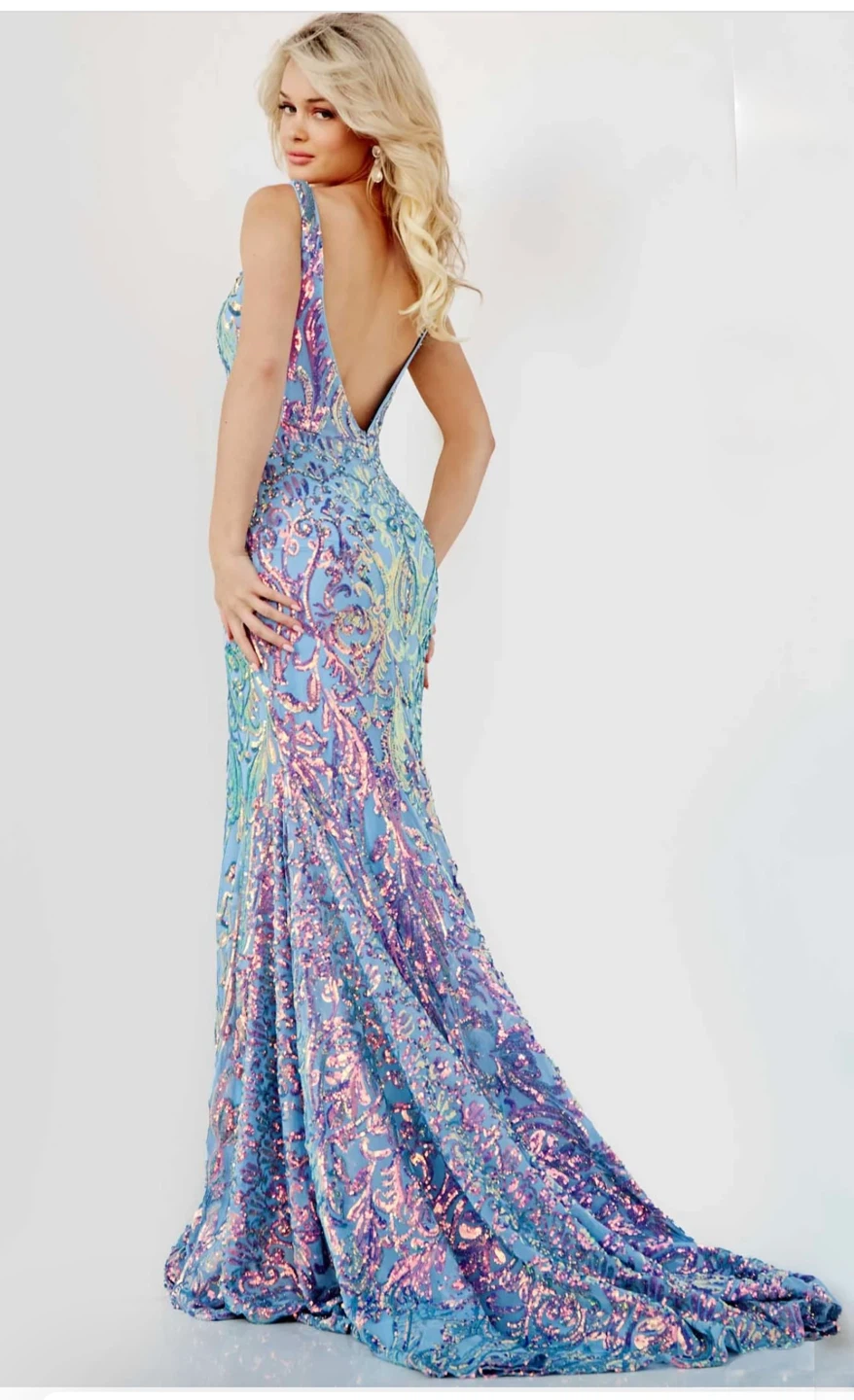 Jovani Sequined Mermaid Prom Dress - photo 3