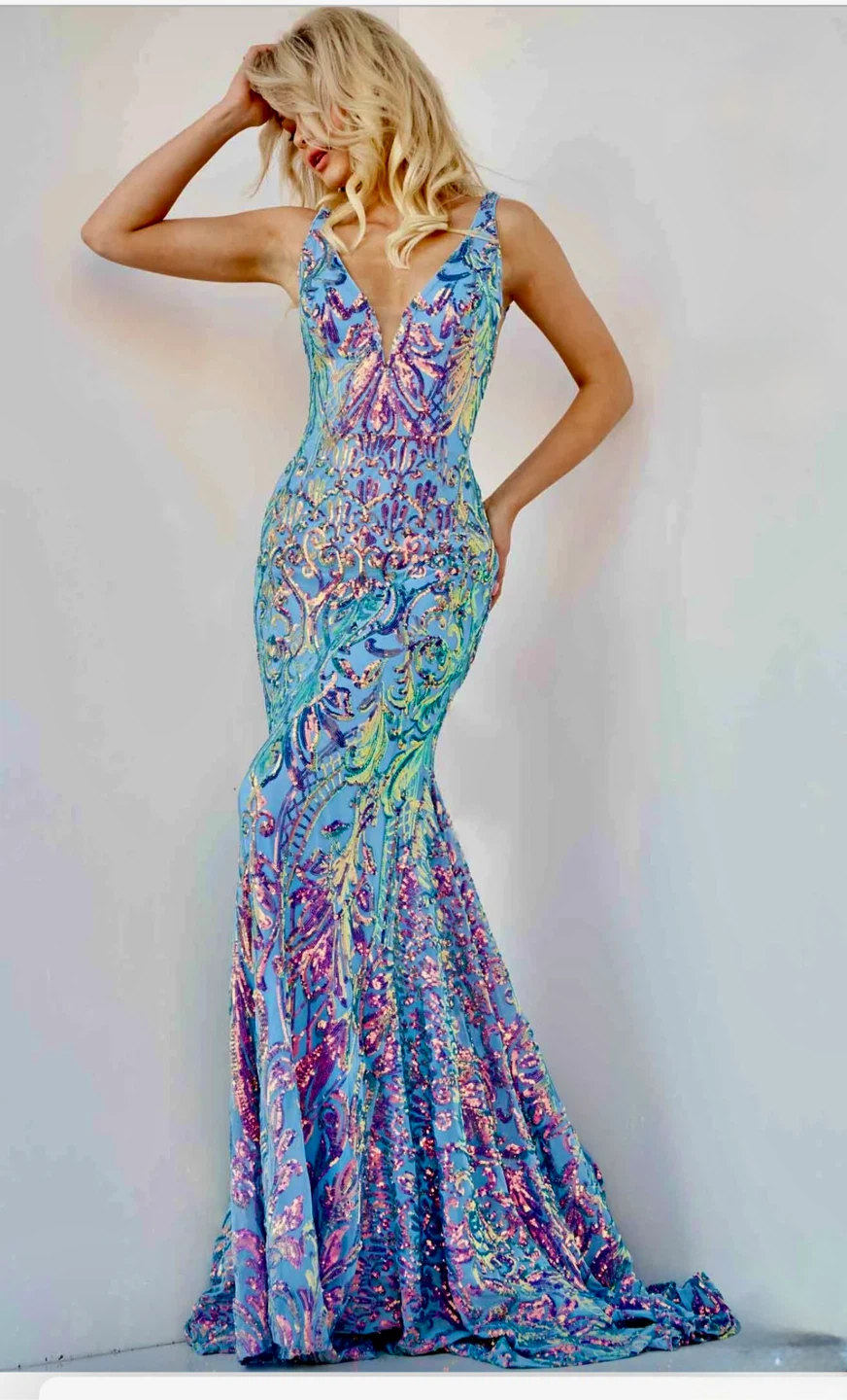 Jovani Sequined Mermaid Prom Dress - photo 4