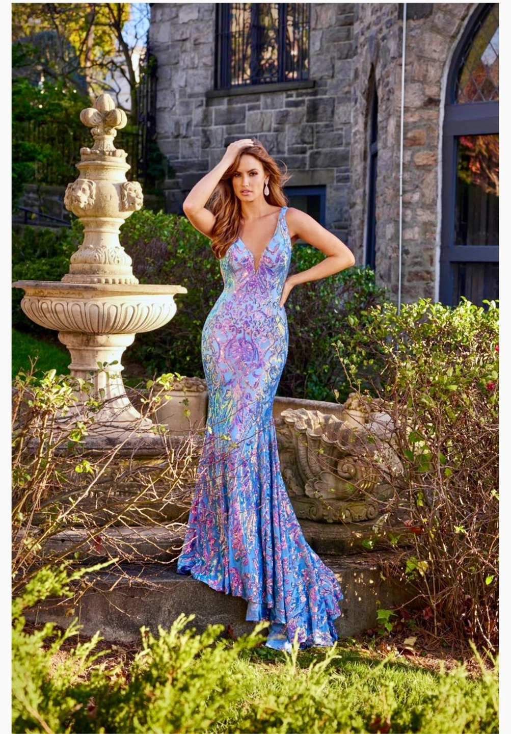 Jovani Sequined Mermaid Prom Dress