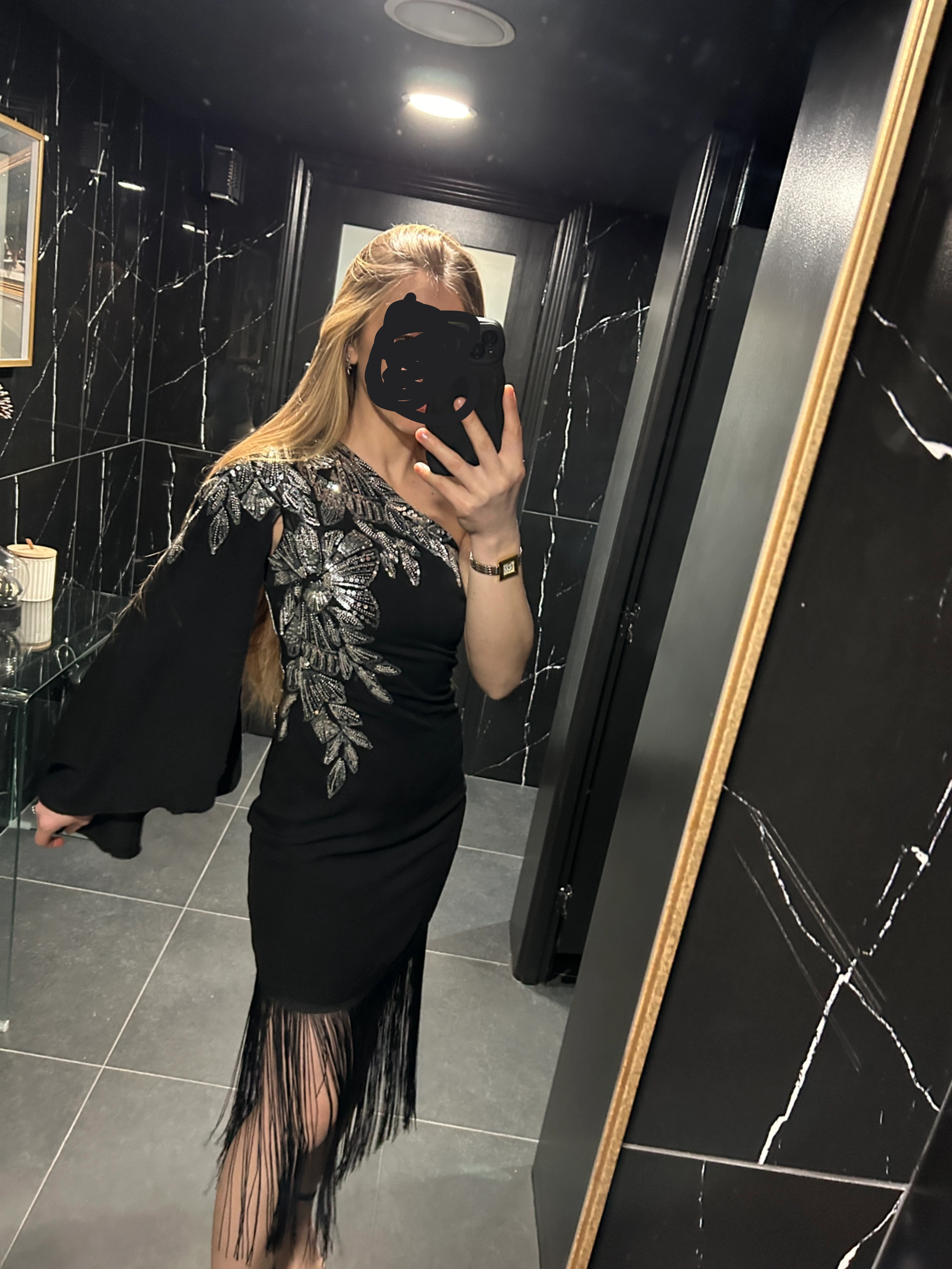 BABEYOND Black Sequin Embellished Dress Size 6