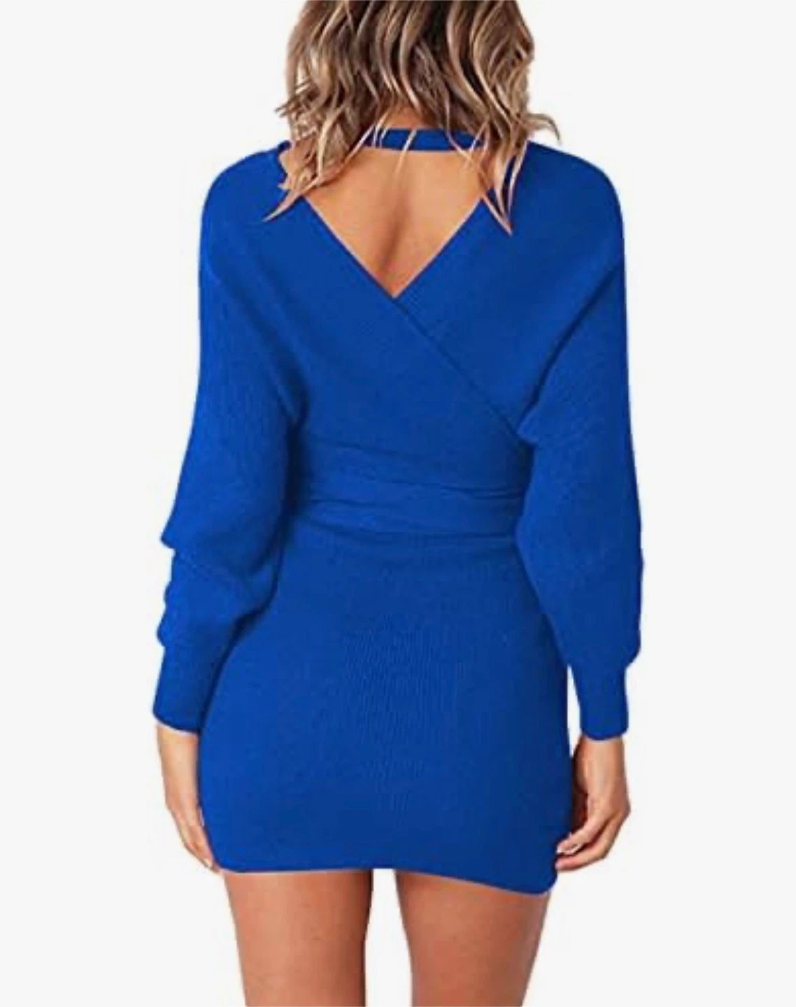 NEW! Zonsaoja Sexy V Neck Backless Wrap Knit Mini Dress - photo 3