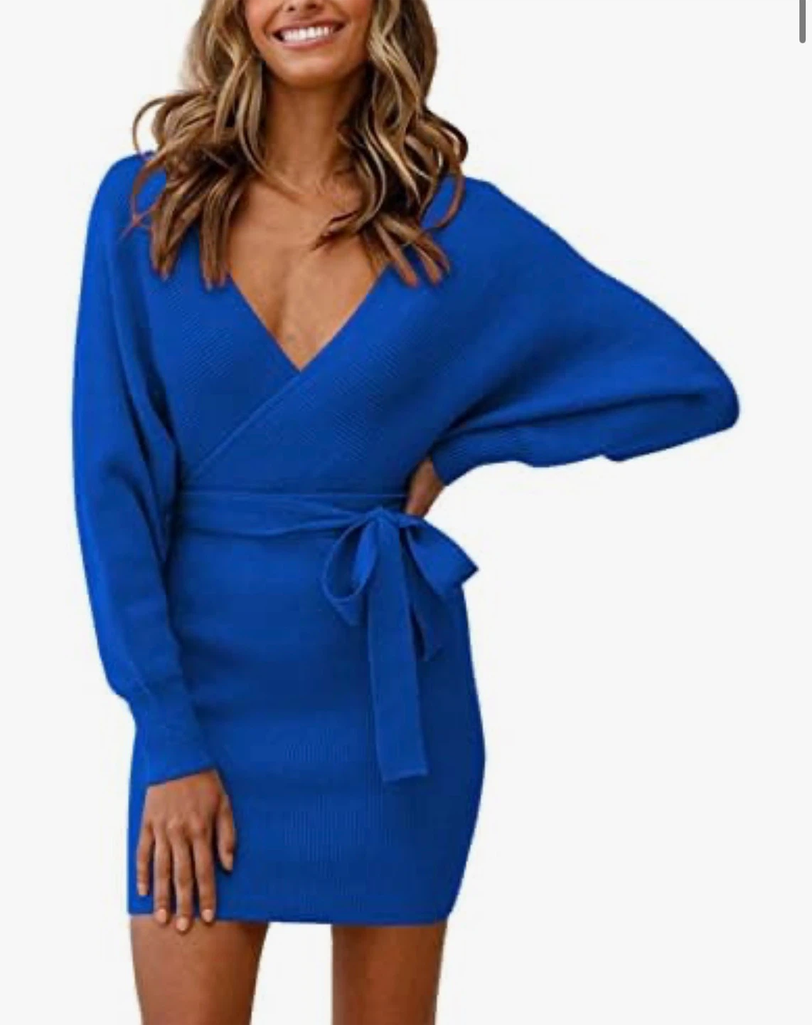 NEW! Zonsaoja Sexy V Neck Backless Wrap Knit Mini Dress - photo 2