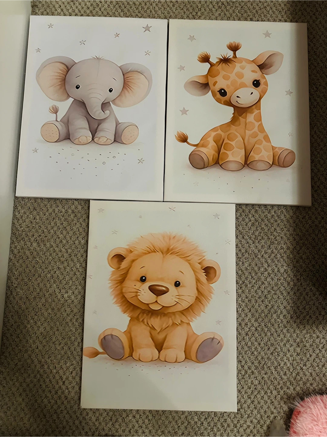 Set of 3 Cute Baby Animal Canvas Art Prints