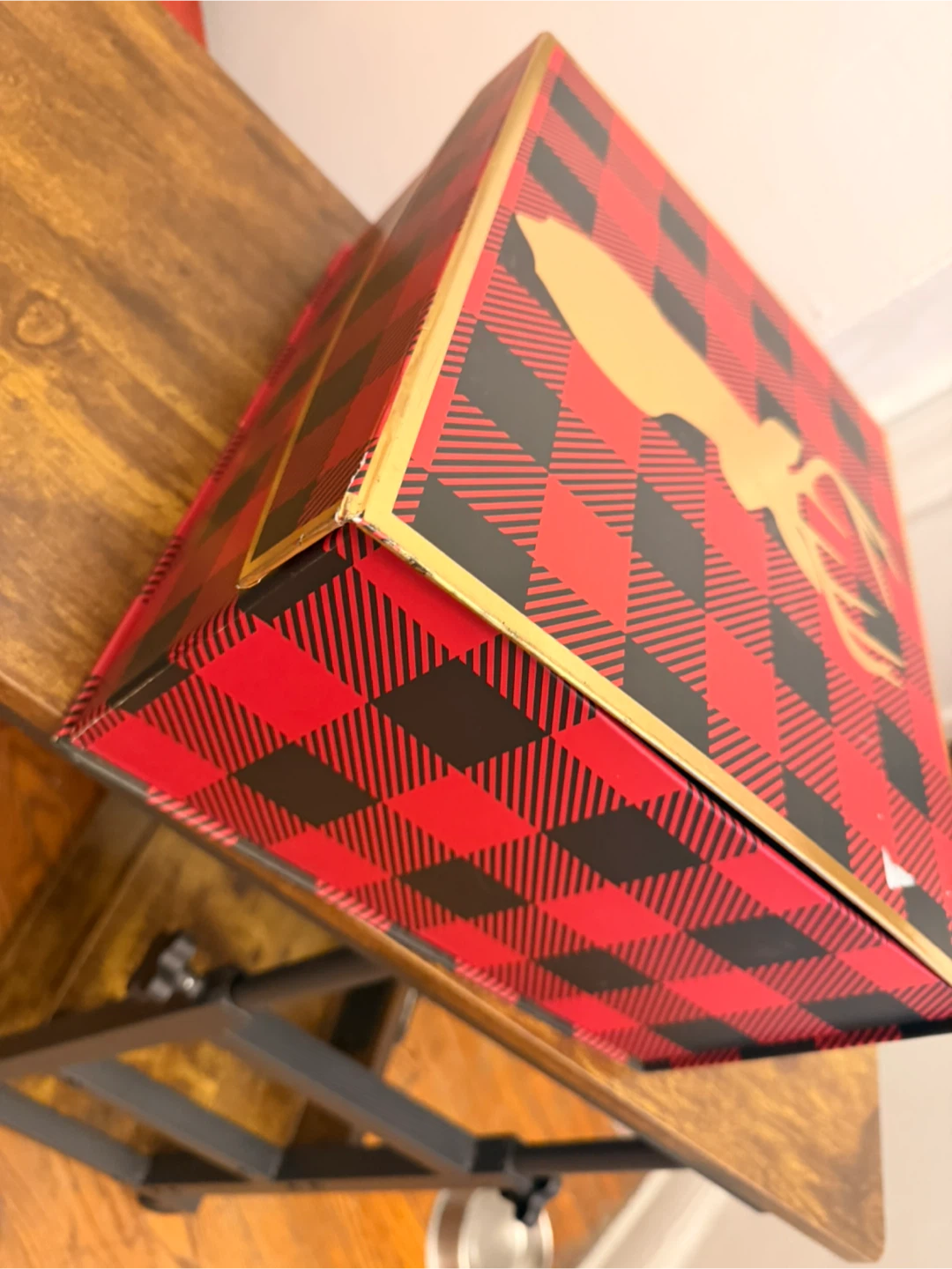 Red Black Buffalo Plaid Gift Box with Gold Deer - photo 3
