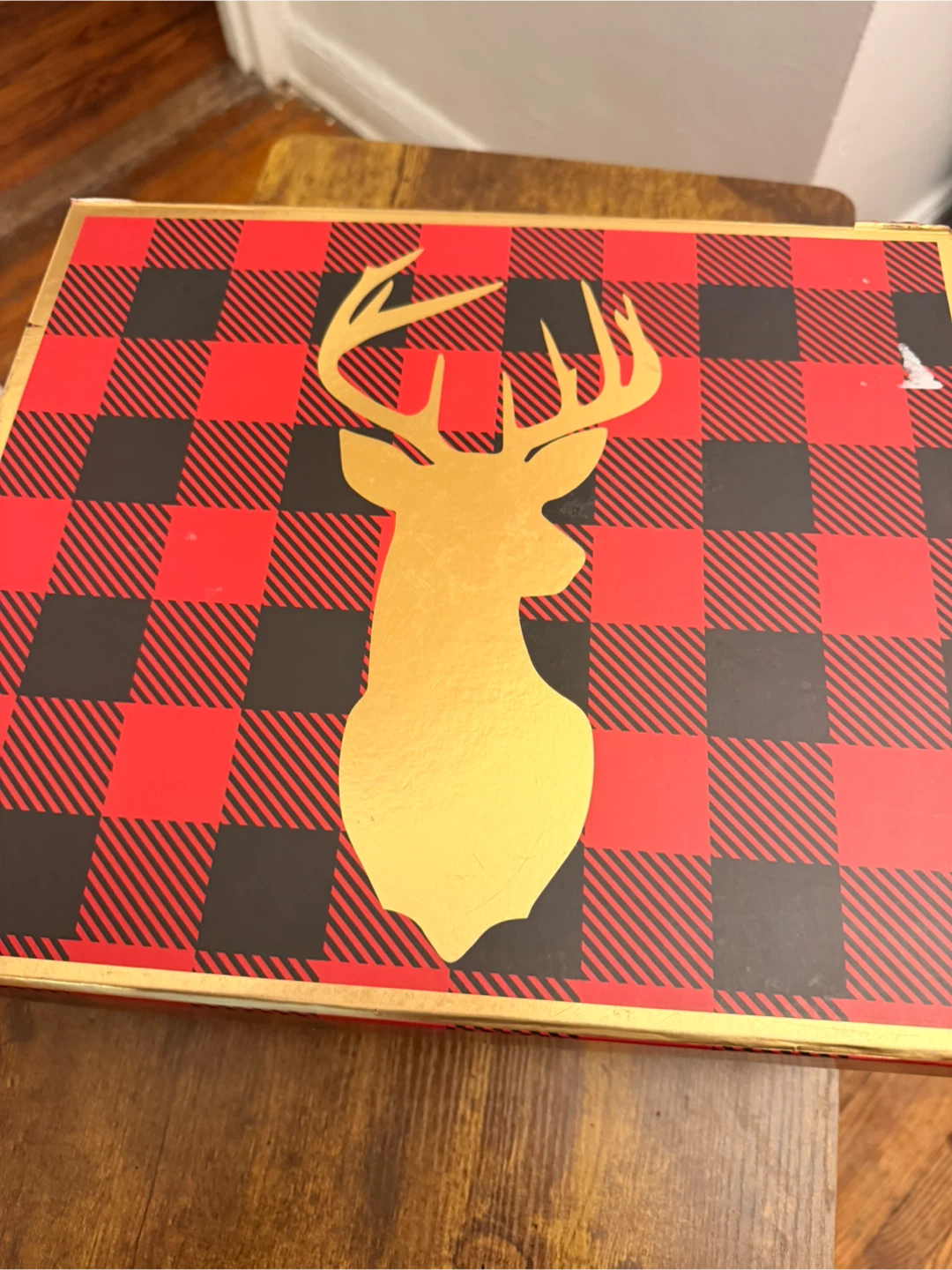Red Black Buffalo Plaid Gift Box with Gold Deer - photo 2
