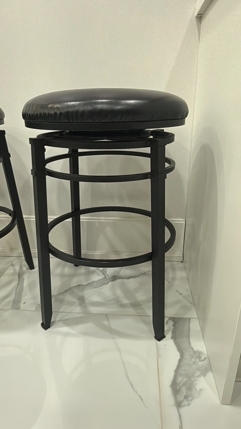 Black Swivel Bar Stools (Set of 2) - photo 2