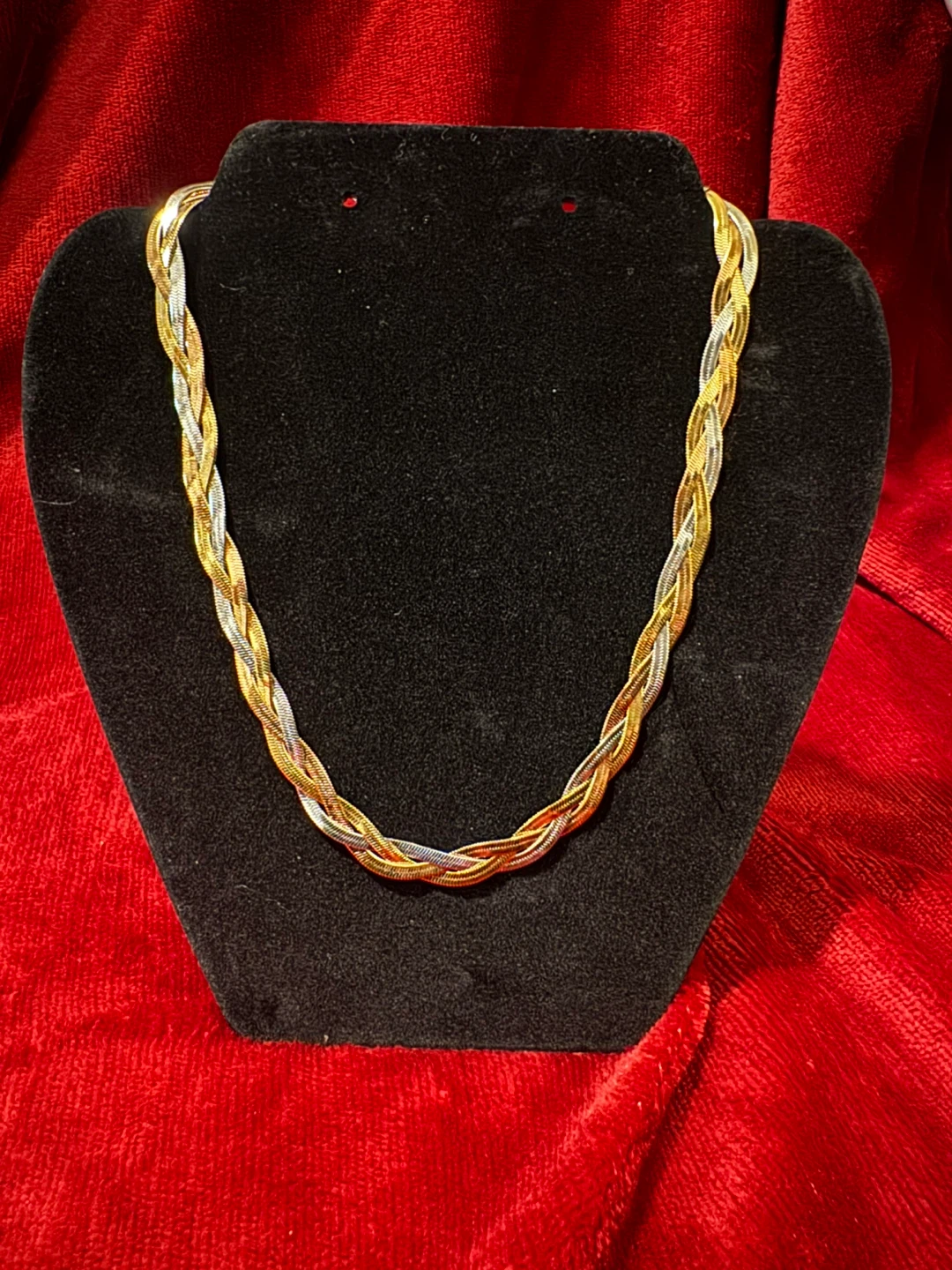Tri-Tone Braided Chain Necklace