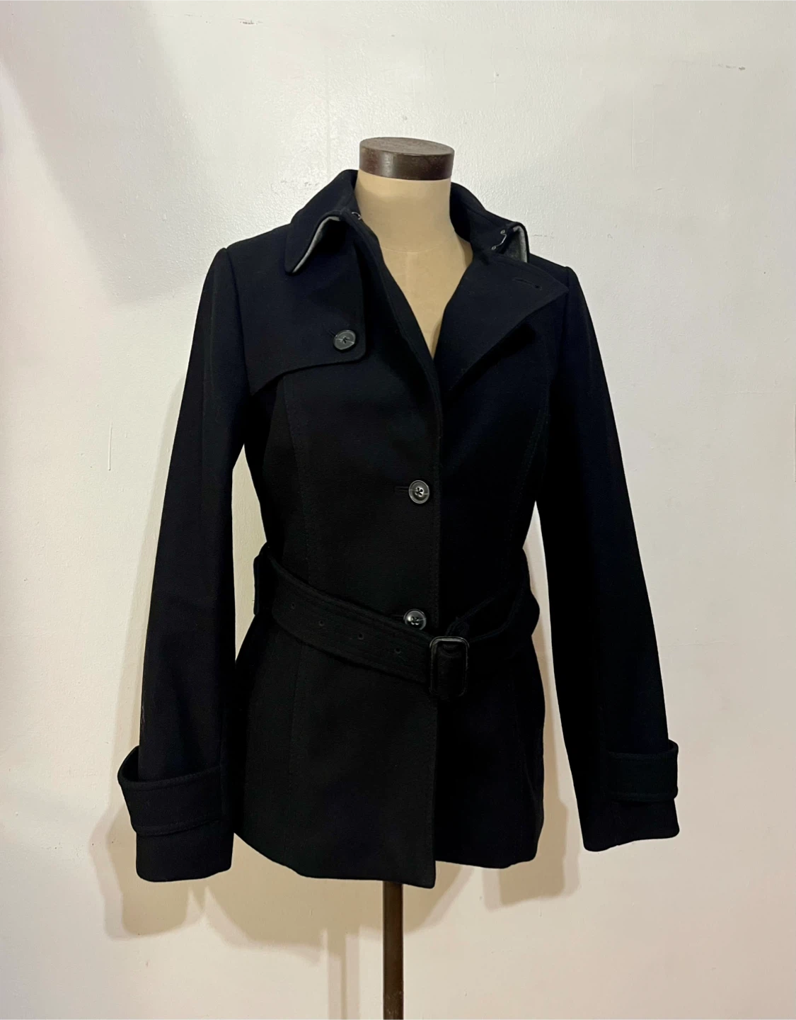 Banana Republic Black Wool Blend Trench Coat Size 2