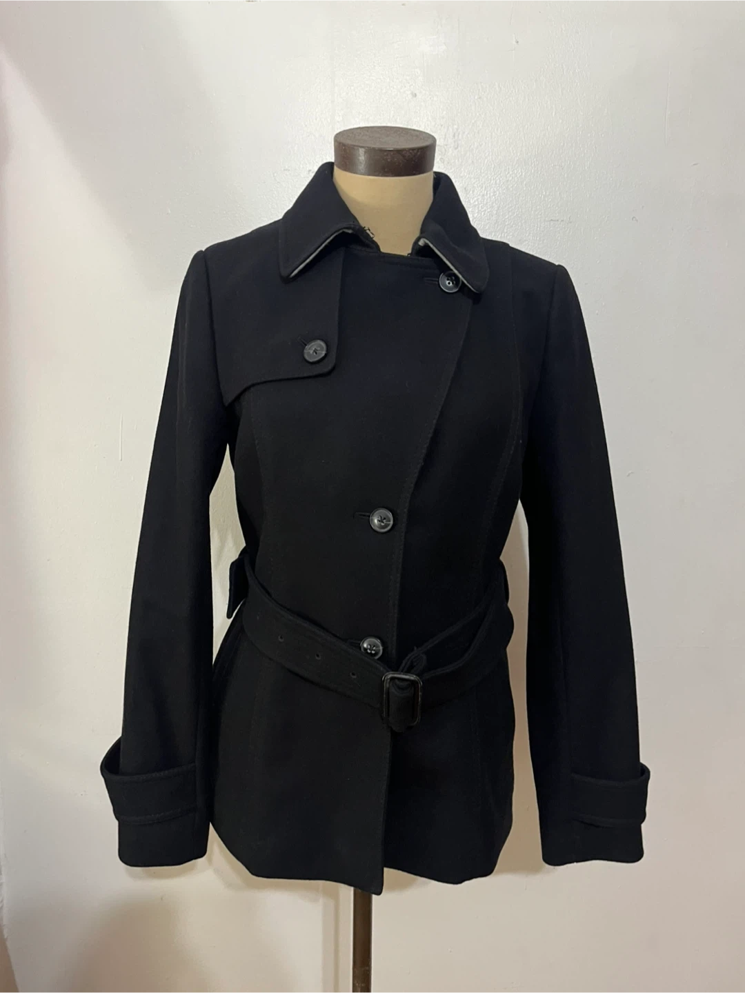 Banana Republic Black Wool Blend Trench Coat Size 2 - photo 2