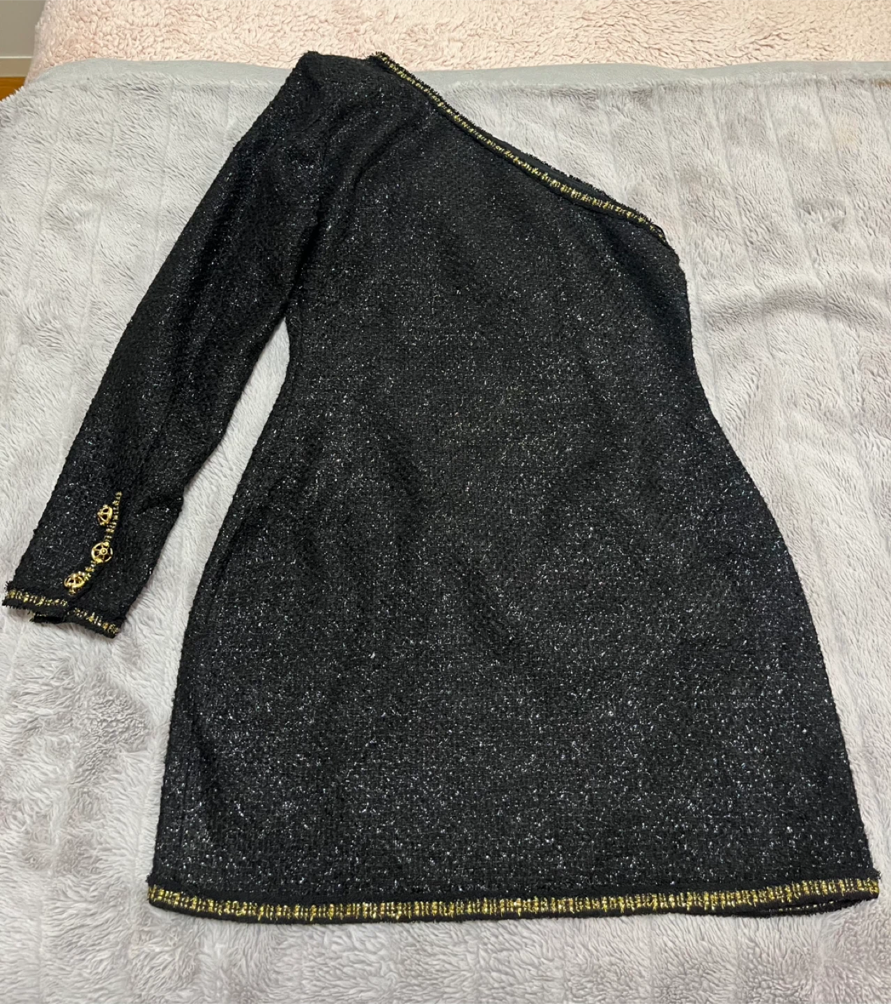 ZARA Black One-Shoulder Mini Dress Size Small - photo 2