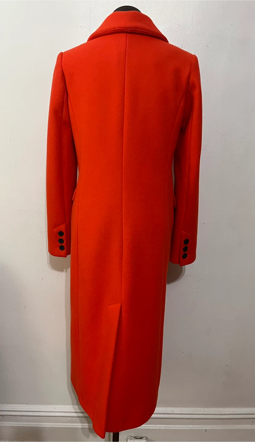 River Island Orange Double-Breasted Wool Blend Coat Size 6 - photo 4
