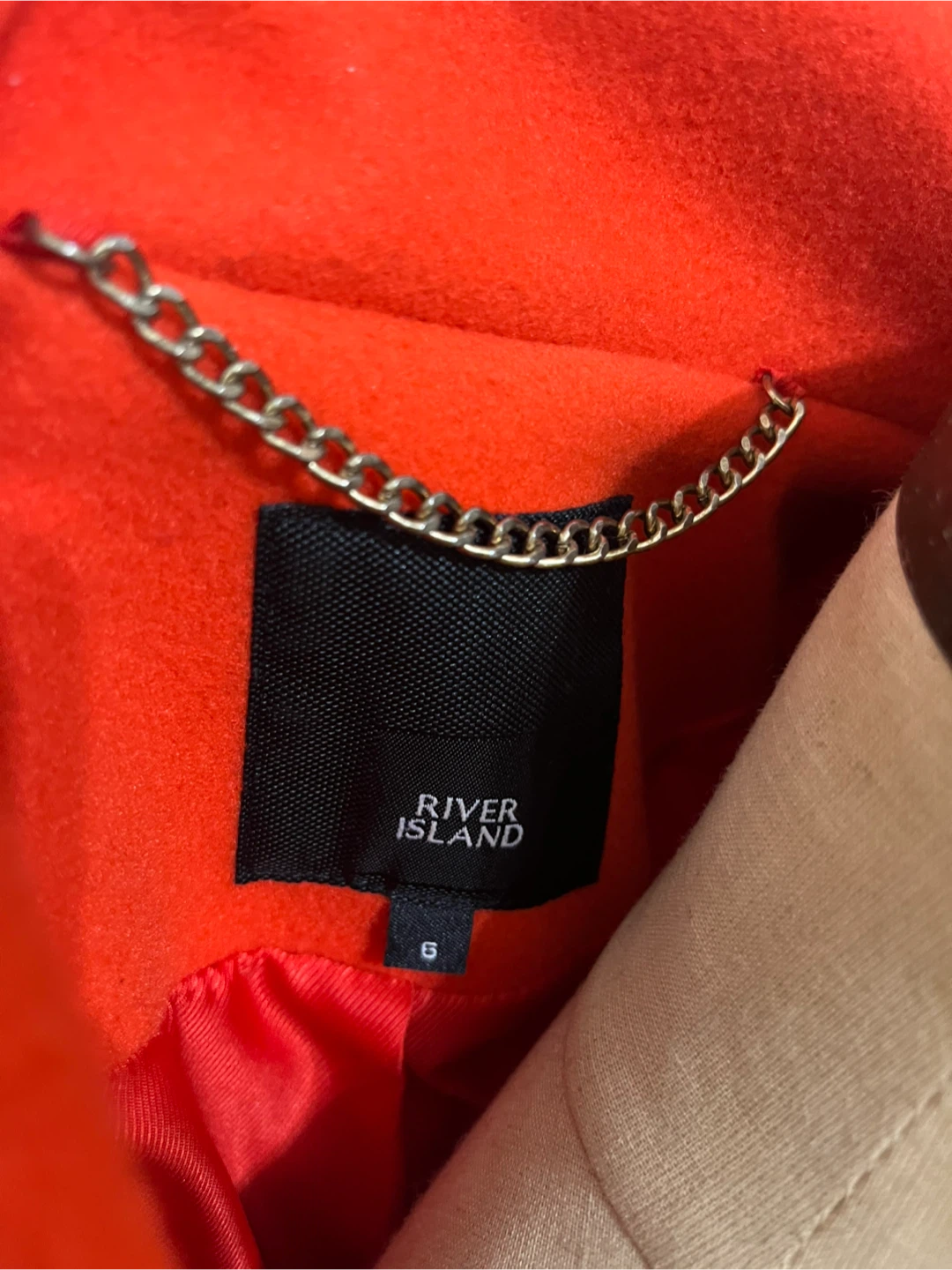 River Island Orange Double-Breasted Wool Blend Coat Size 6 - photo 5