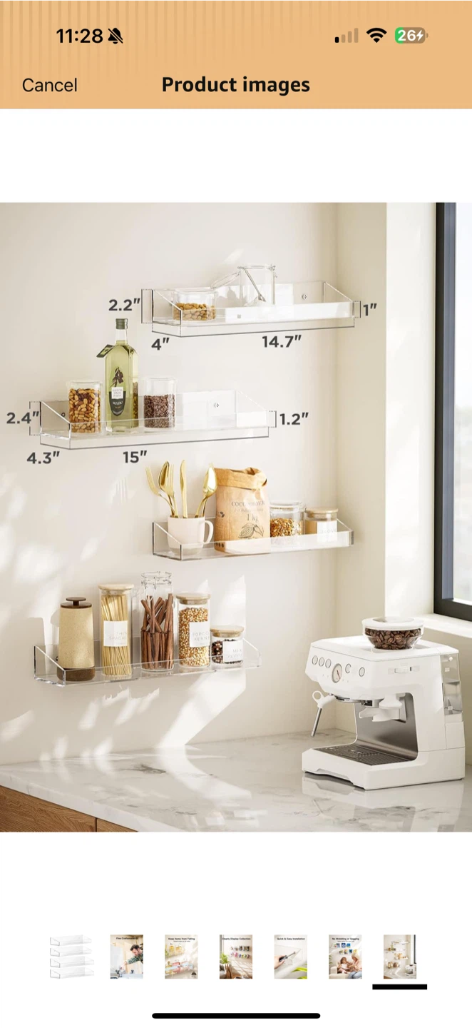 3 Clear Acrylic Floating Shelves - photo 2