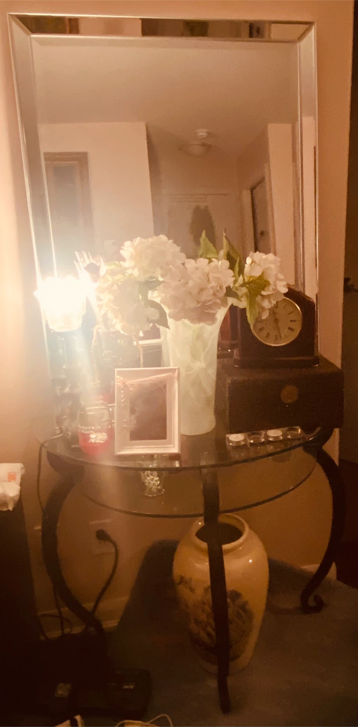 Glass Console Table with Ornate Metal Base - photo 3