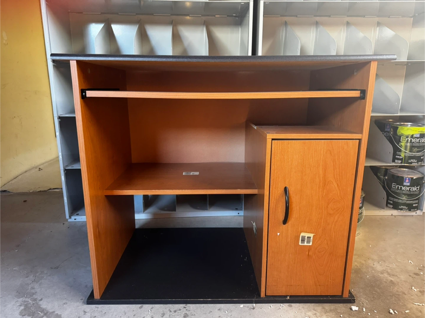 Compact Computer Desk with Shelving and Cabinet