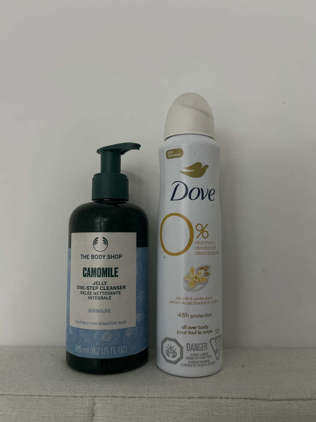 The Body Shop Camomile Jelly Cleanser & Dove Deodorant