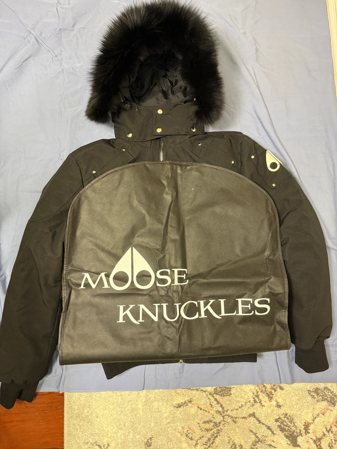 Moose Knuckles Black Down Puffer Jacket with Fur Hood - photo 4
