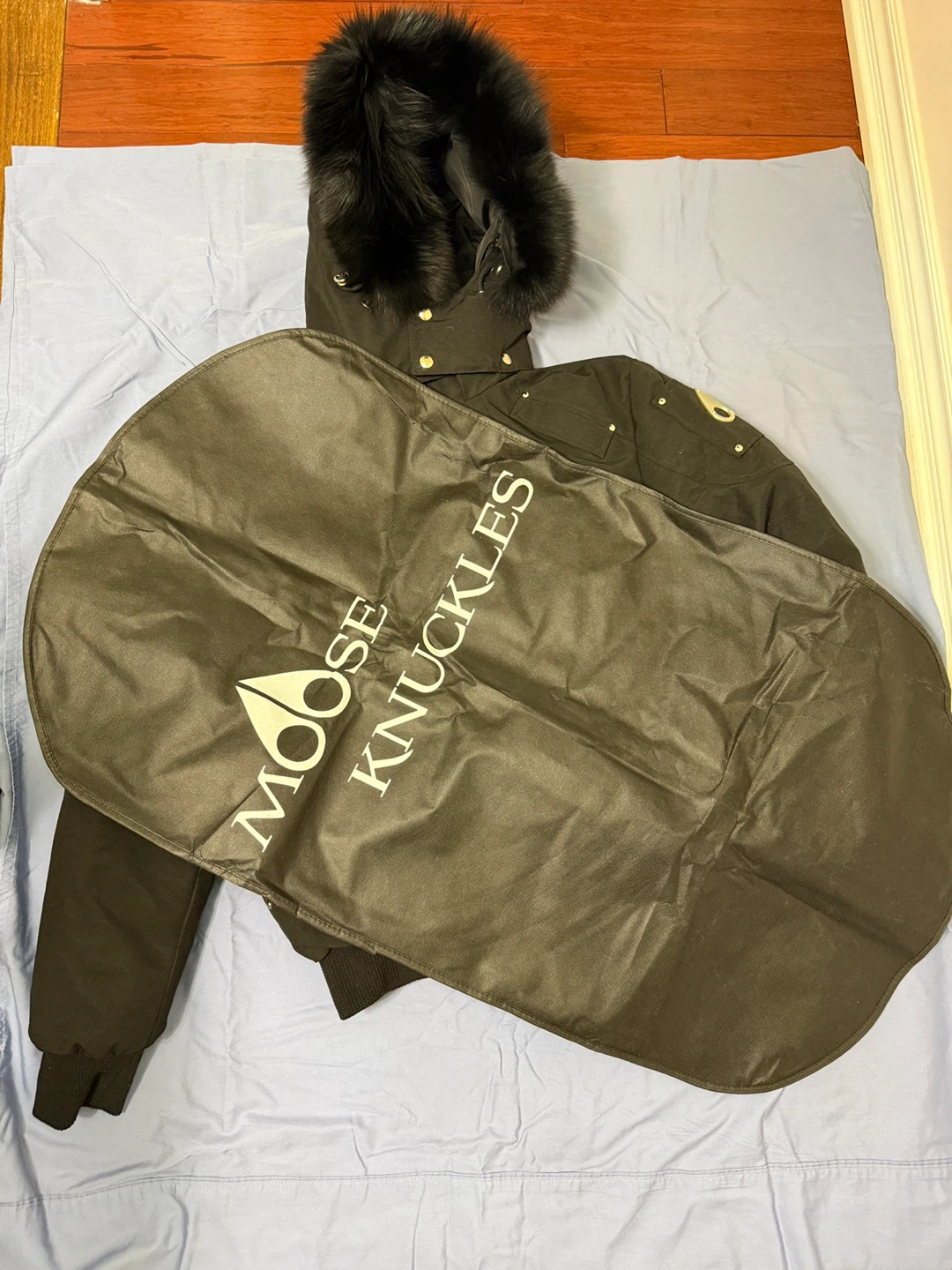 Moose Knuckles Black Down Puffer Jacket with Fur Hood - photo 3