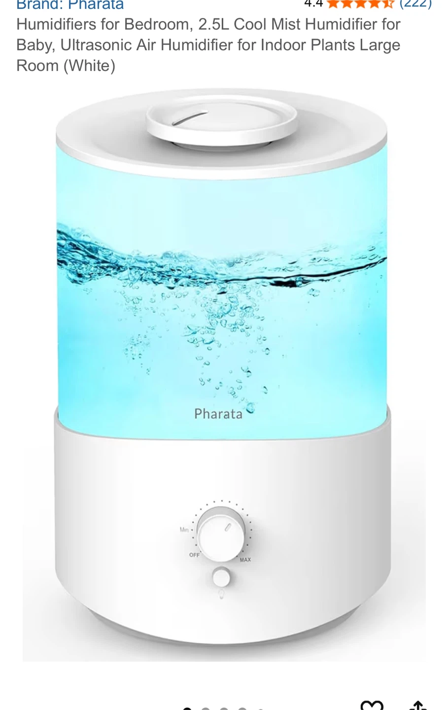 Pharata 2.5L Cool Mist Humidifier - White