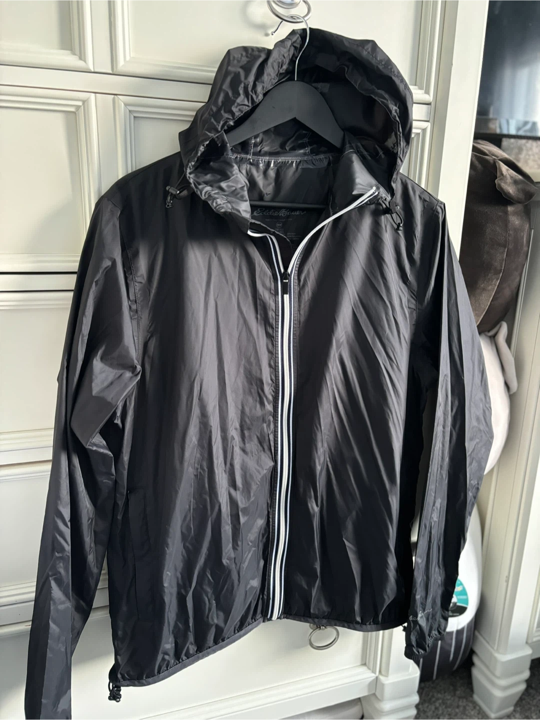 Eddie Bauer Black Hooded Windbreaker Jacket (M) - photo 2