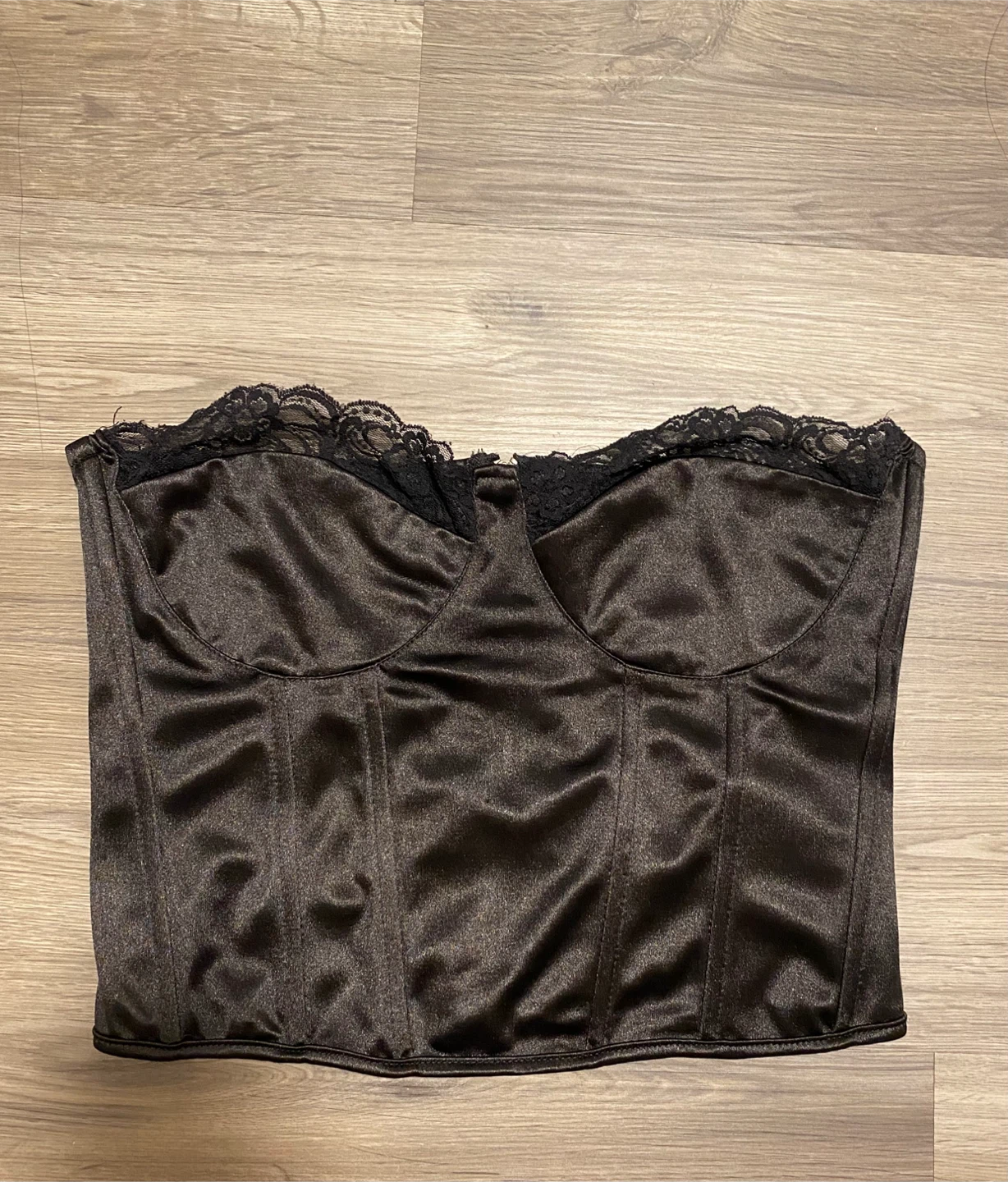 Black Corset Top with Lace Trim