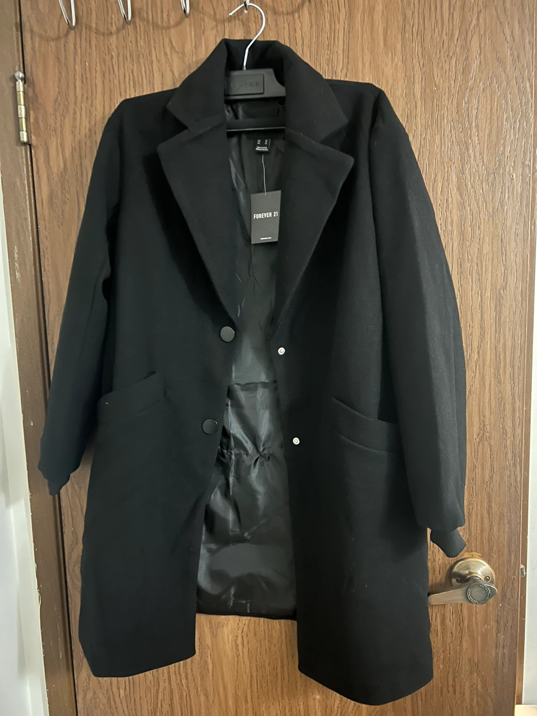 Forever 21 Black Wool Blend Coat