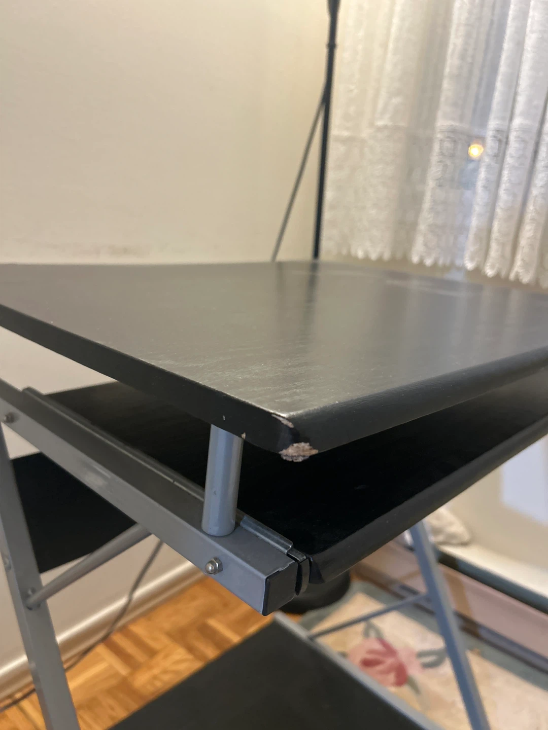 Black Rolling Computer Desk with Keyboard Tray - photo 5