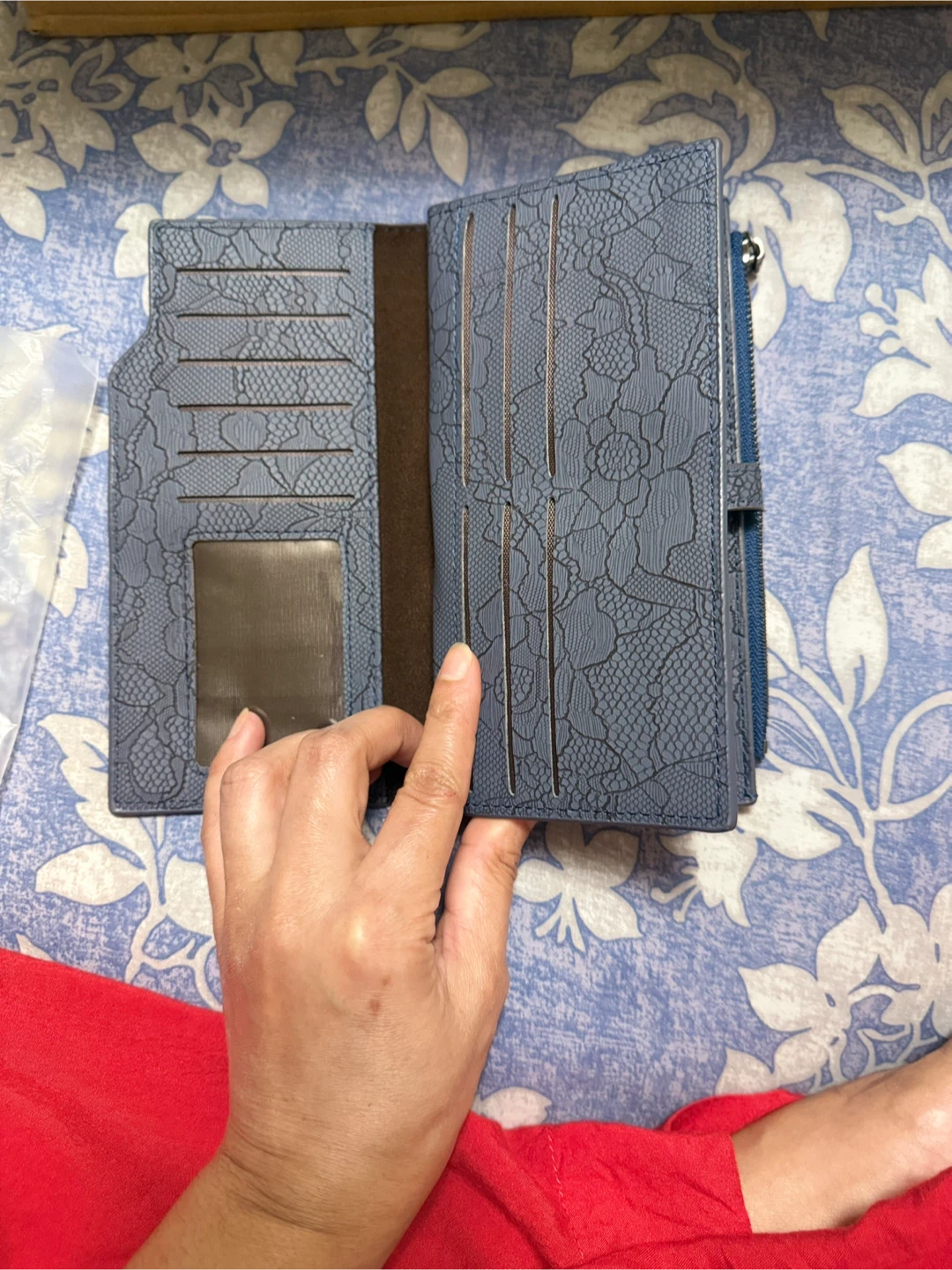 Blue textured wallet