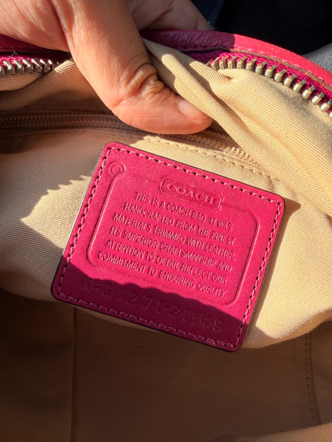 Coach Monogram Shoulder Bag Pink Leather Trim - photo 2