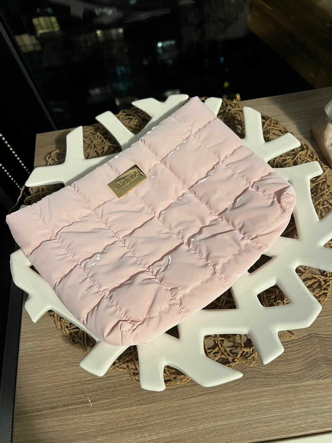 Shiseido Pink Quilted Cosmetic Bag