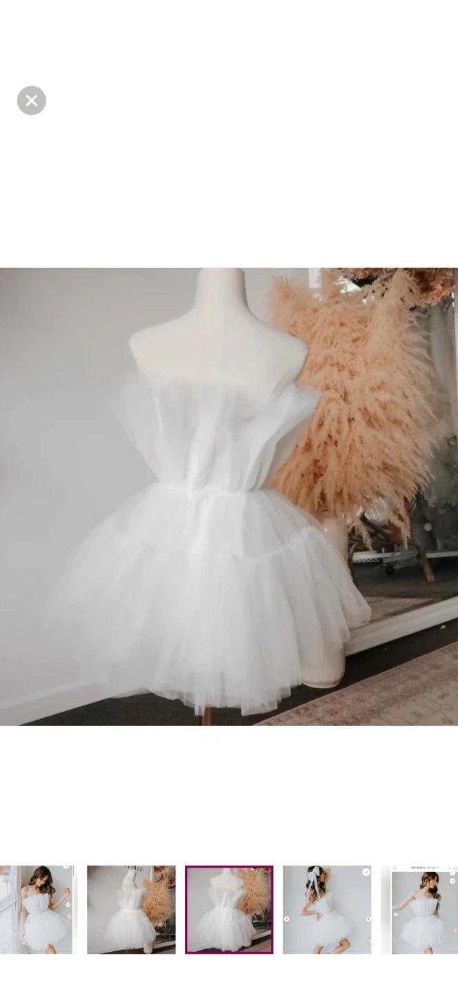 White Tulle Strapless Mini Dress from Untamed Petals
