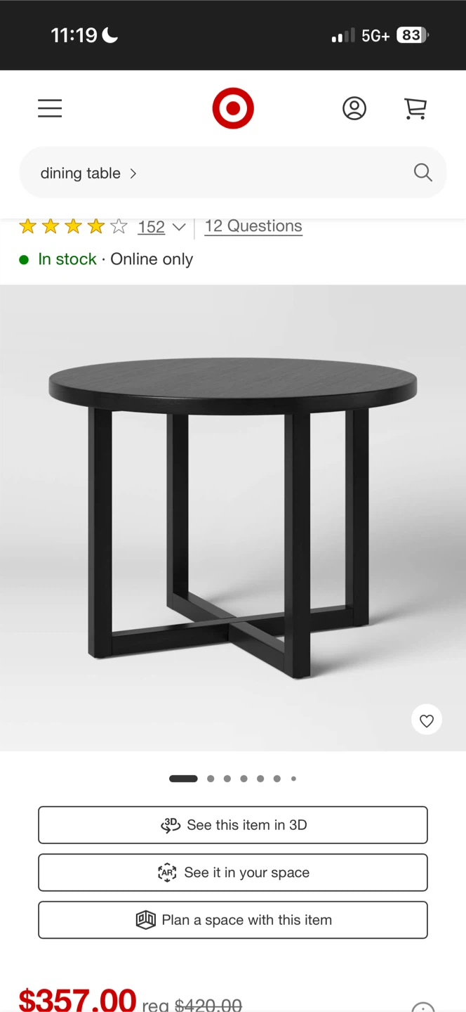 Black Round Dining Table