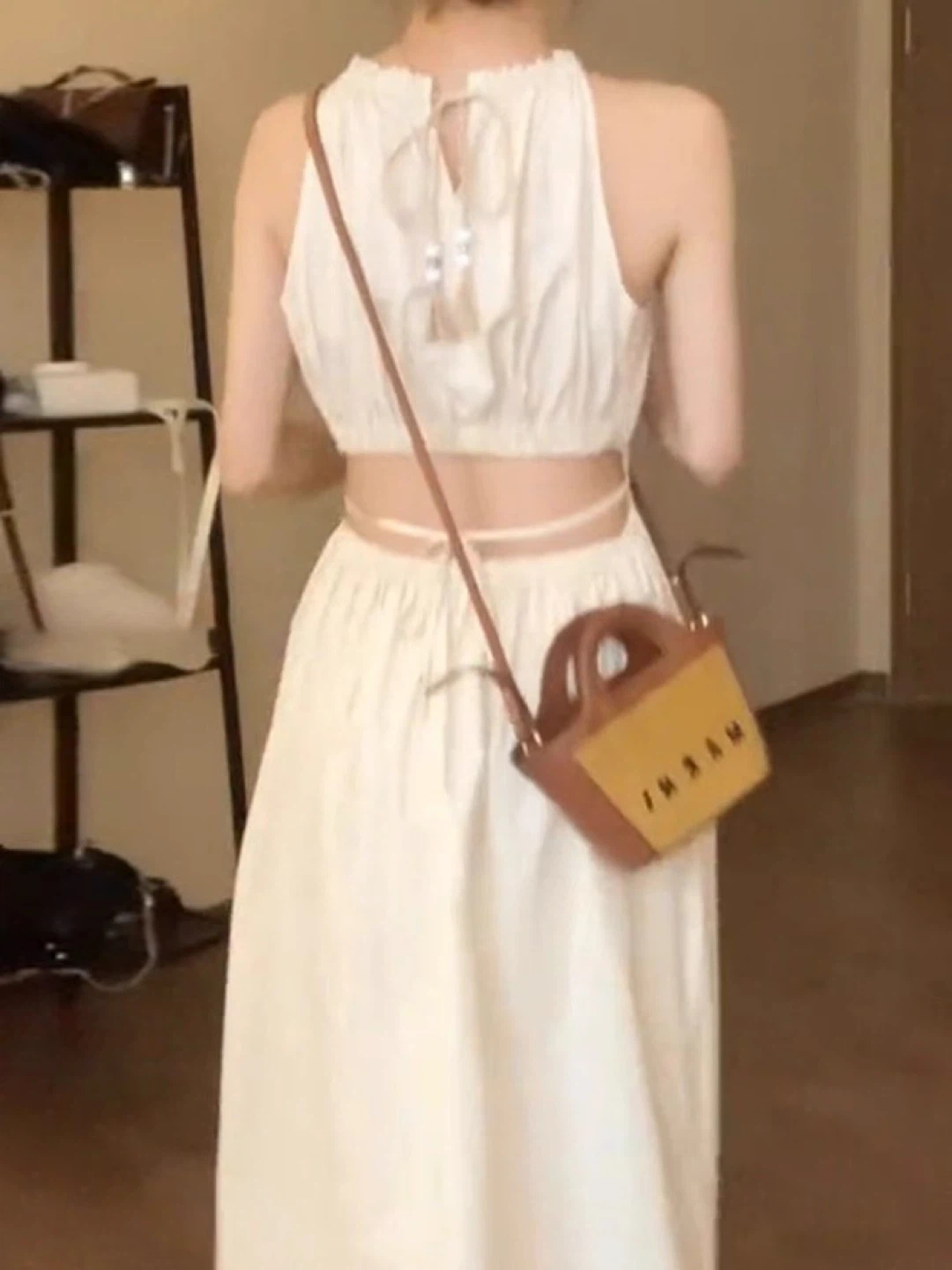 Cream Halter Neck Maxi Dress with Tassel Detail - photo 4