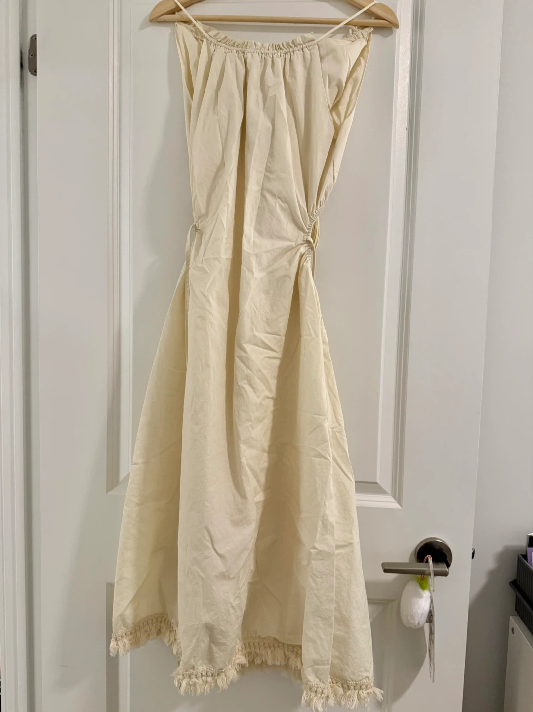 Cream Halter Neck Maxi Dress with Tassel Detail - photo 2