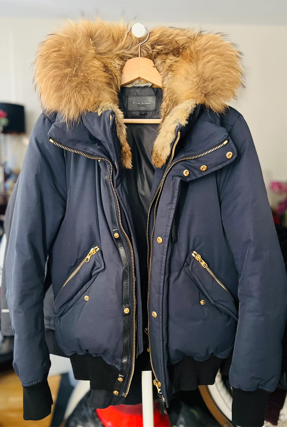 Mackage Navy Down Puffer Jacket with Fur Hood