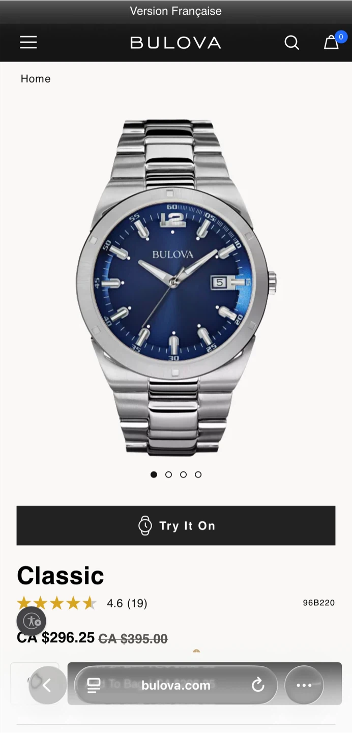 Bulova Classic Quartz Blue Dial Men's Watch- Stainless Steel