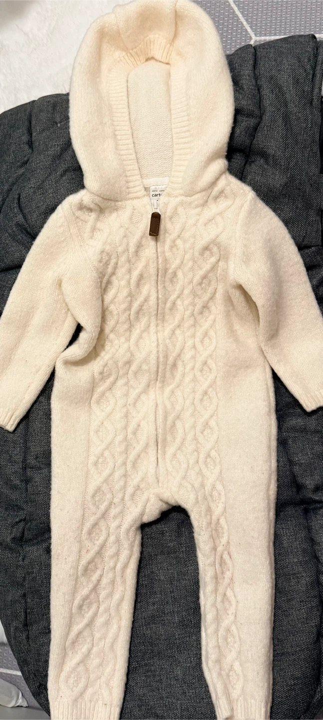 Carter's Baby Cream Cable Knit Hooded Bunting Snowsuit