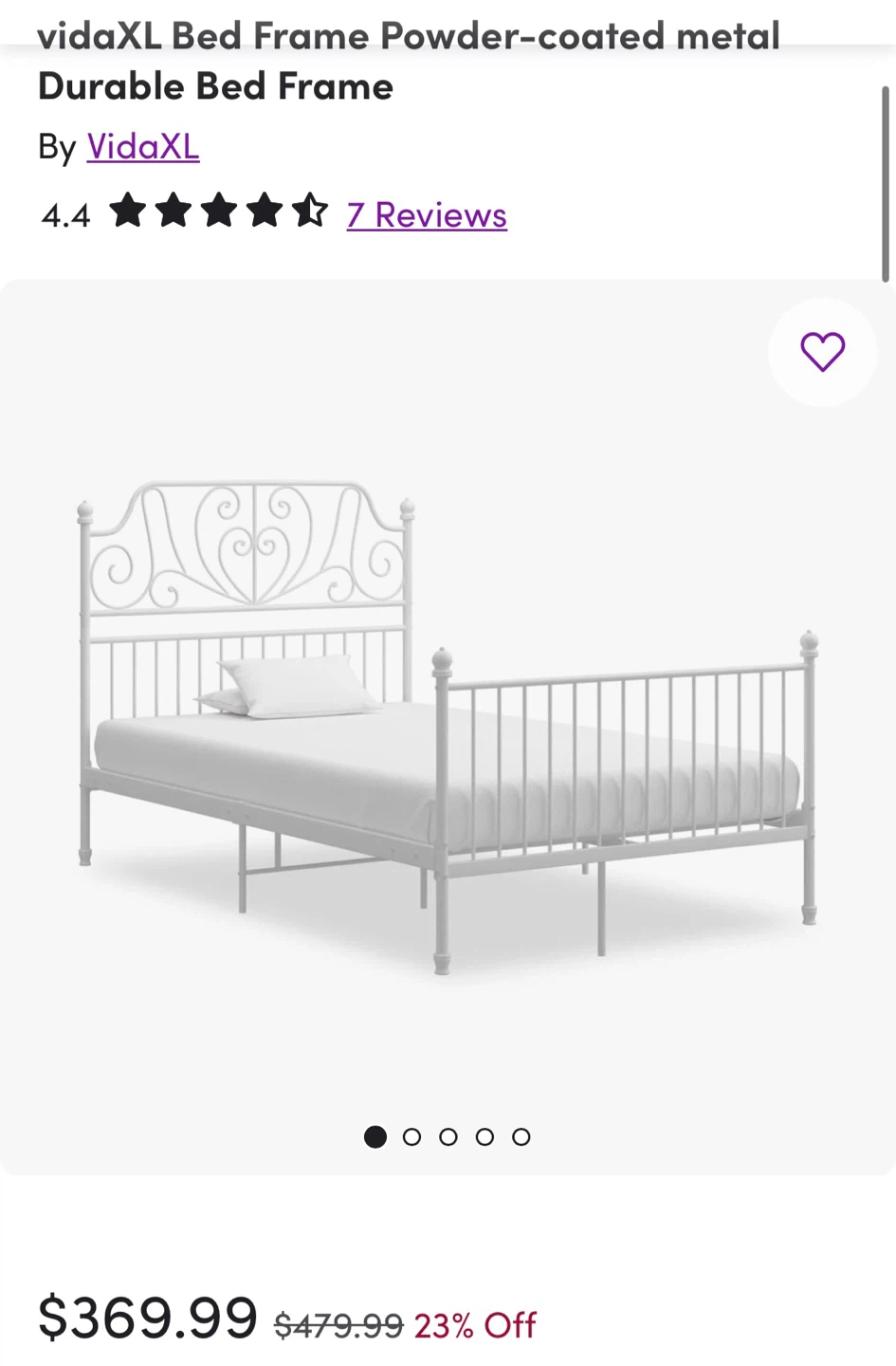 SKORVA/VIDAXL White Metal Bed Frame