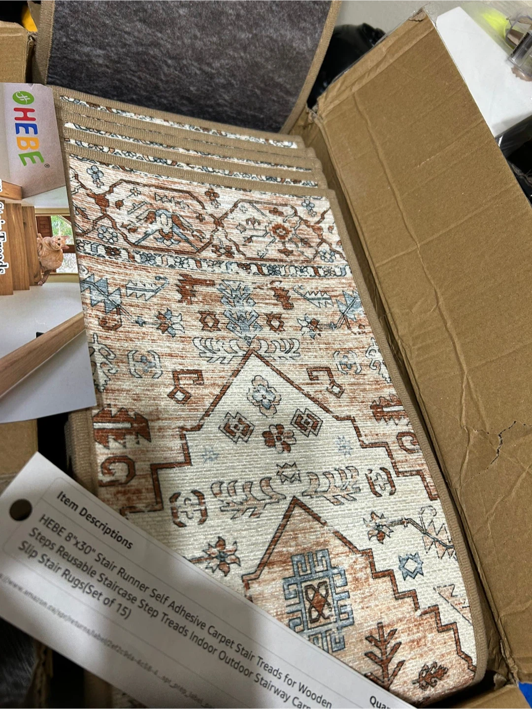 New -HEBE Stair Treads Carpet Rugs - Set of 15 - photo 2