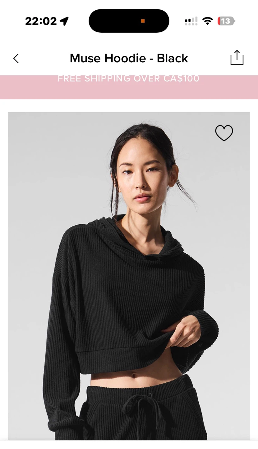 Alo Yoga Muse Hoodie - Black - Size L - photo 3