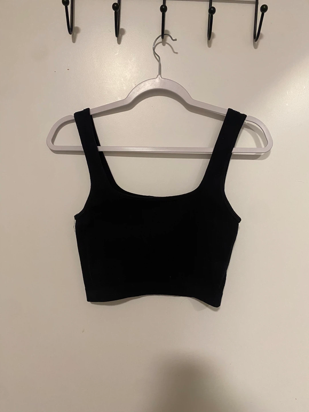 ZARA Black Ribbed Cropped Tank Top