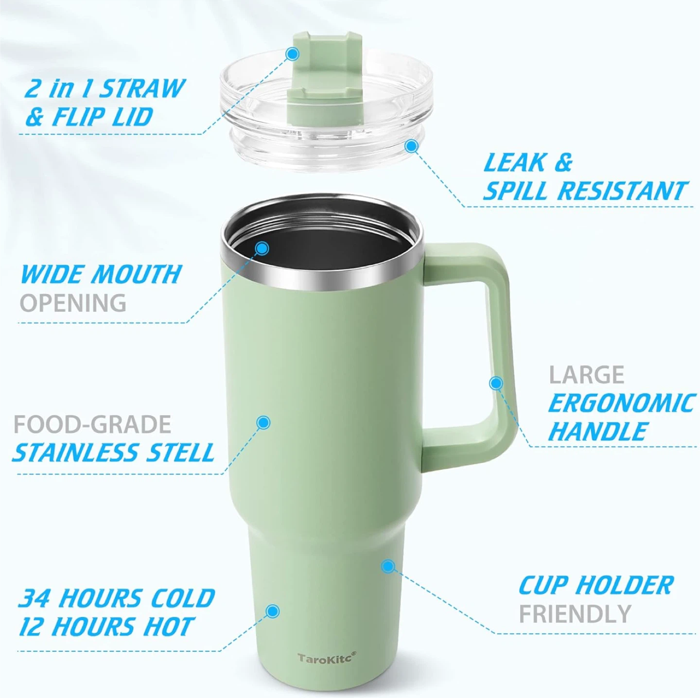 TaroKitc 30oz Tumbler with Handle and Straw - photo 4