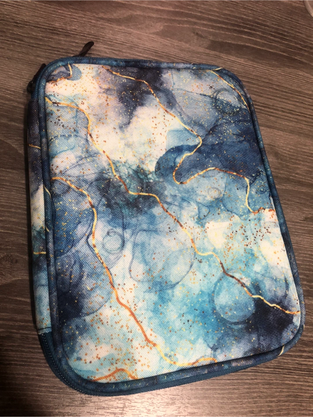New-Blue Marble Design Zippered Pouch