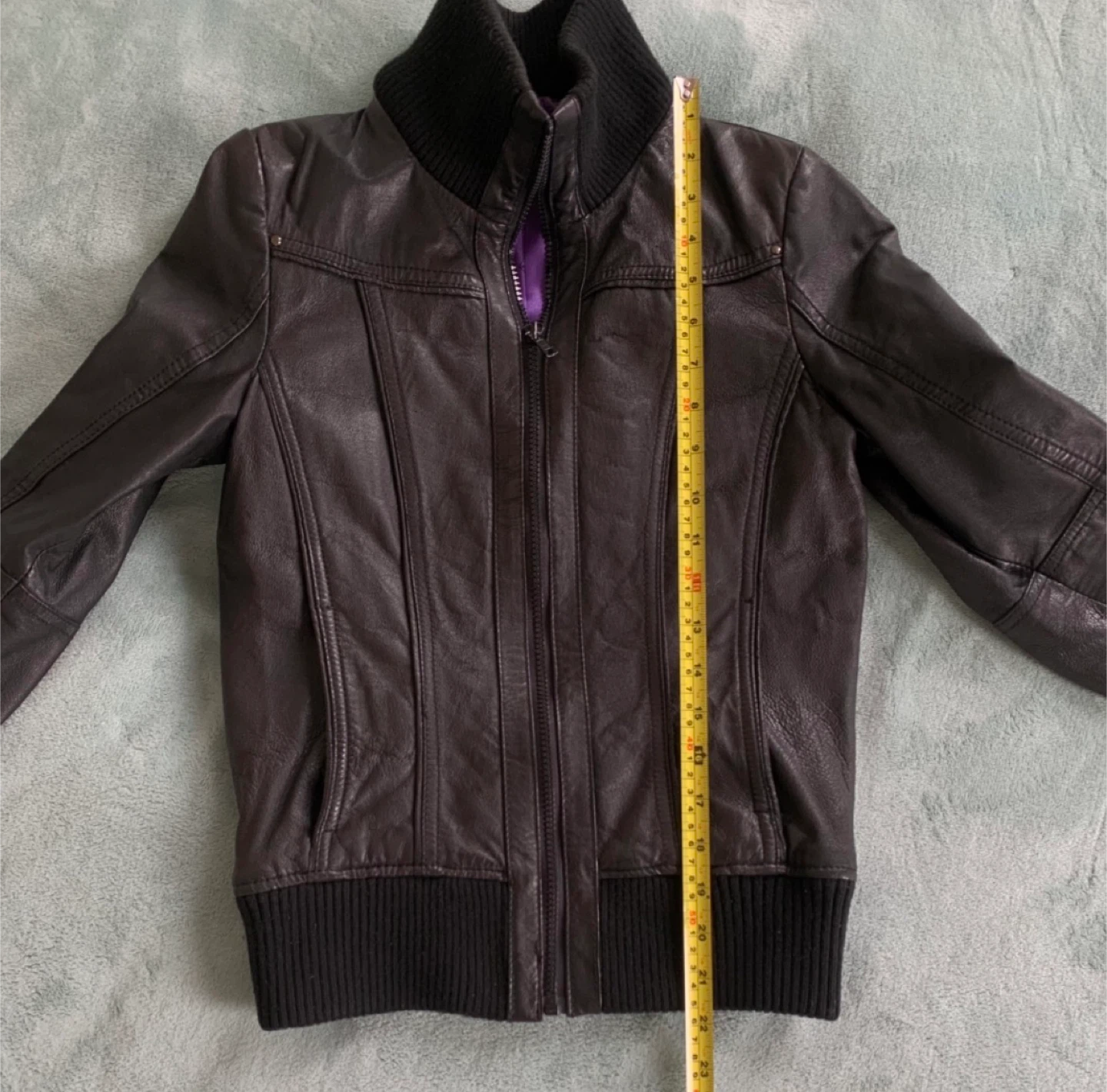 Brown Leather Bomber Jacket - photo 3