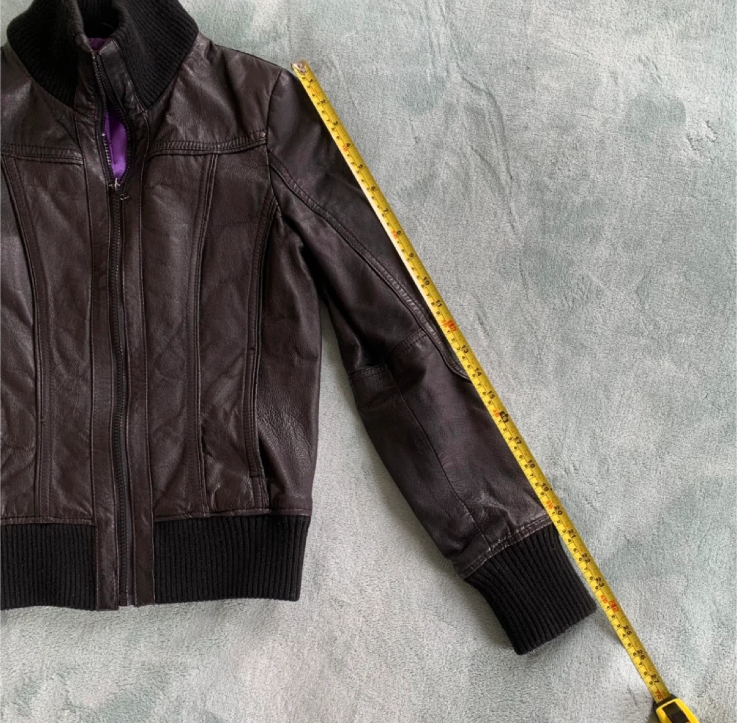 Brown Leather Bomber Jacket - photo 5