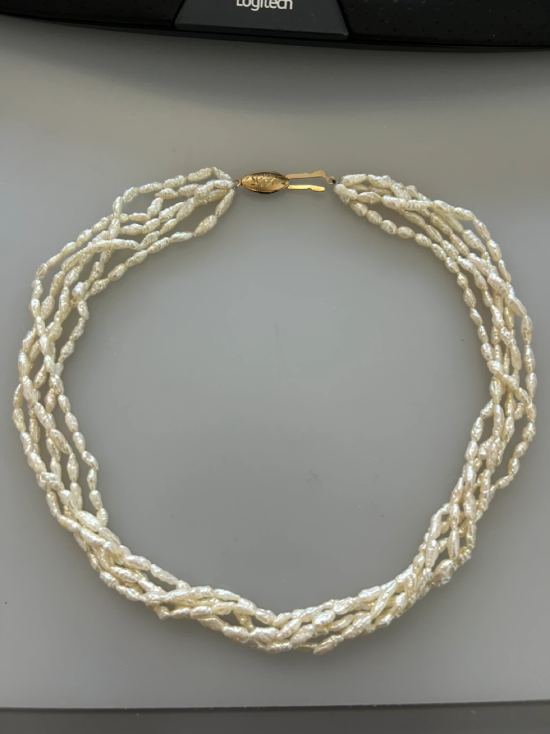 Multi-strand Freshwater Pearl Necklace with Gold Clasp